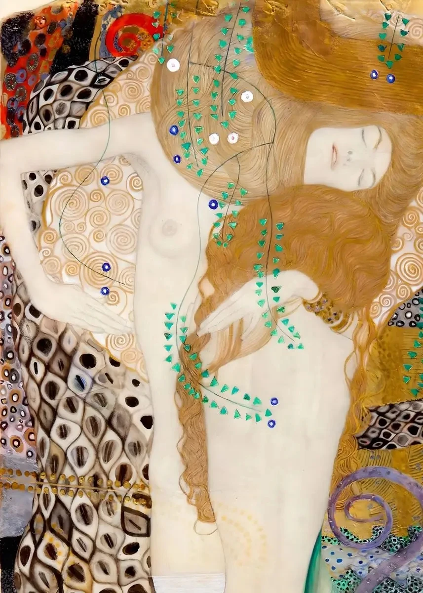 Plakat Gustav Klimt Pocałunek i Drzewo życia Jasny