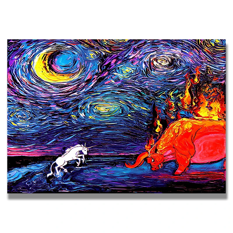 Plakat Gwiaździsta noc Vincenta van Gogha Czarny