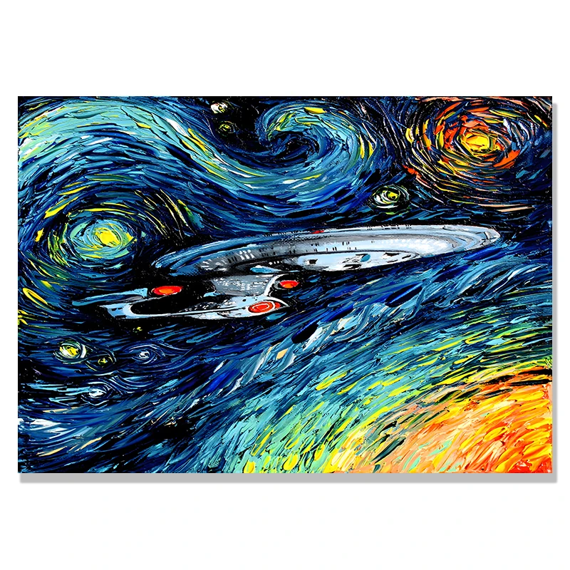 Plakat Gwiaździsta noc Vincenta van Gogha Fioletowy