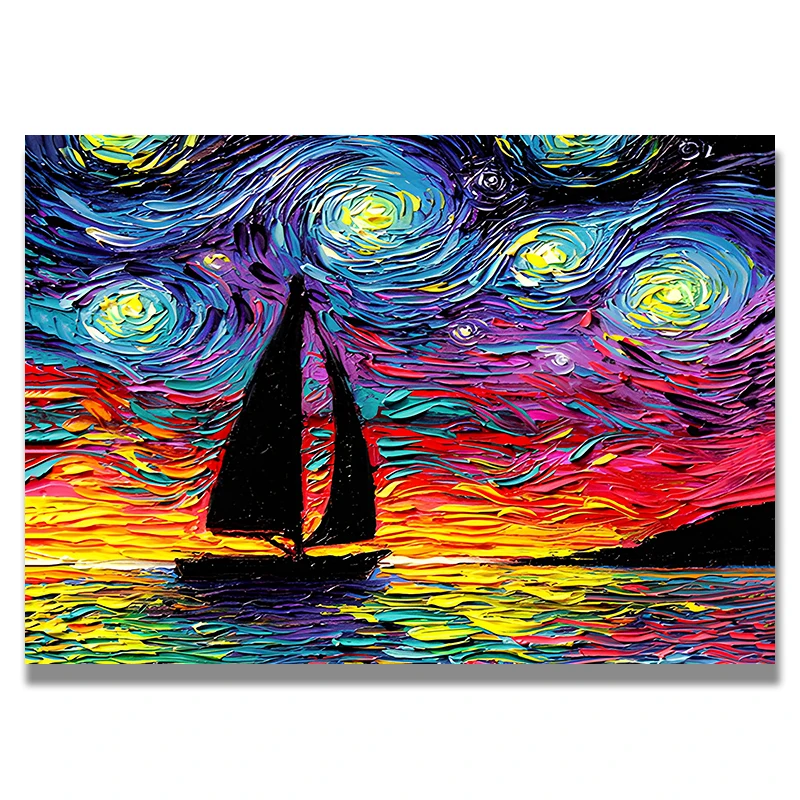 Plakat Gwiaździsta noc Vincenta van Gogha Fioletowy/фиолетовый