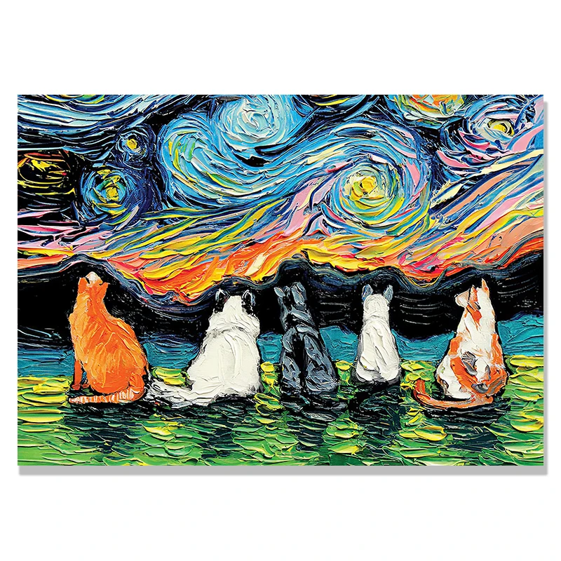 Plakat Gwiaździsta noc Vincenta van Gogha Jasnoszary