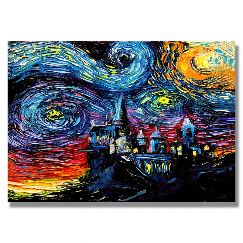 Plakat Gwiaździsta noc Vincenta van Gogha Jasnozielony
