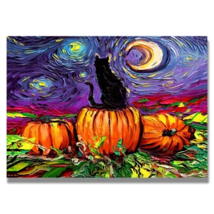 Plakat Gwiaździsta noc Vincenta van Gogha Pomarańczowy
