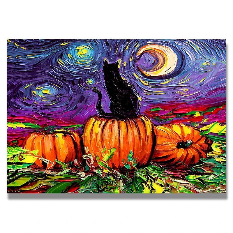 Plakat Gwiaździsta noc Vincenta van Gogha Pomarańczowy