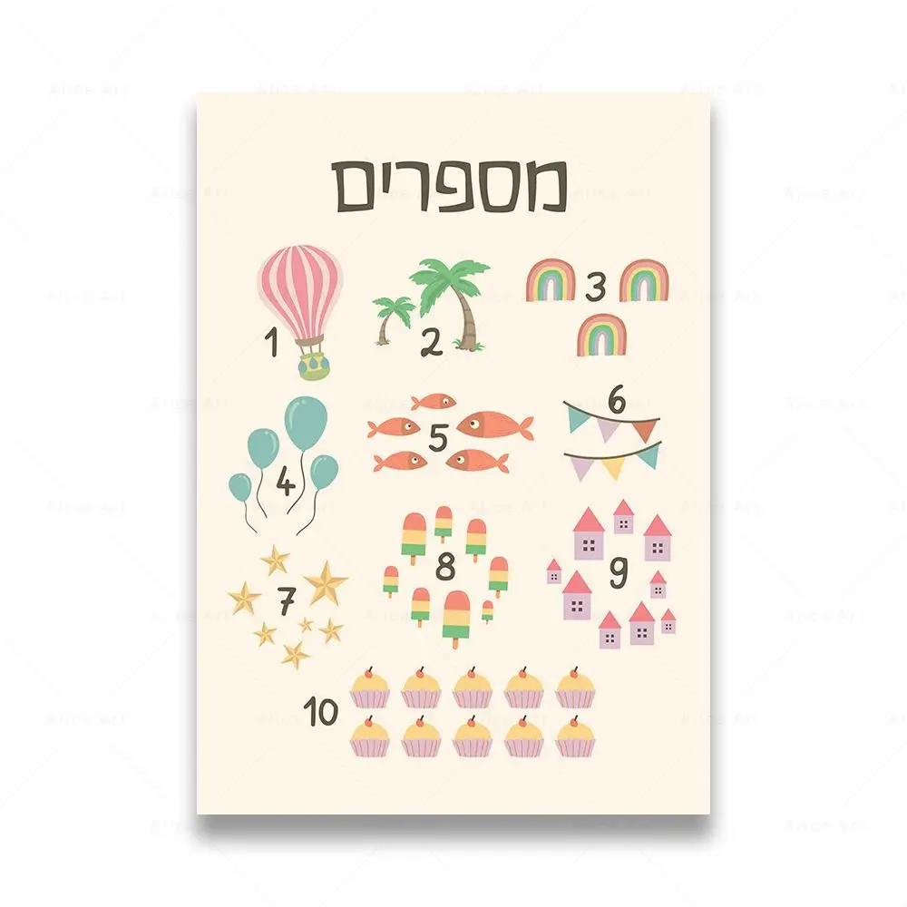 Plakat Hebrajski Alfabet Boho Fioletowy/фиолетовый