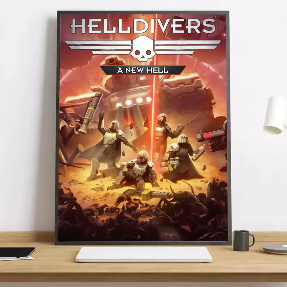 Plakat Helldivers II – grafika gamingowa Czarny13