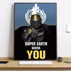 Plakat Helldivers II - grafika gamingowa Czarny3