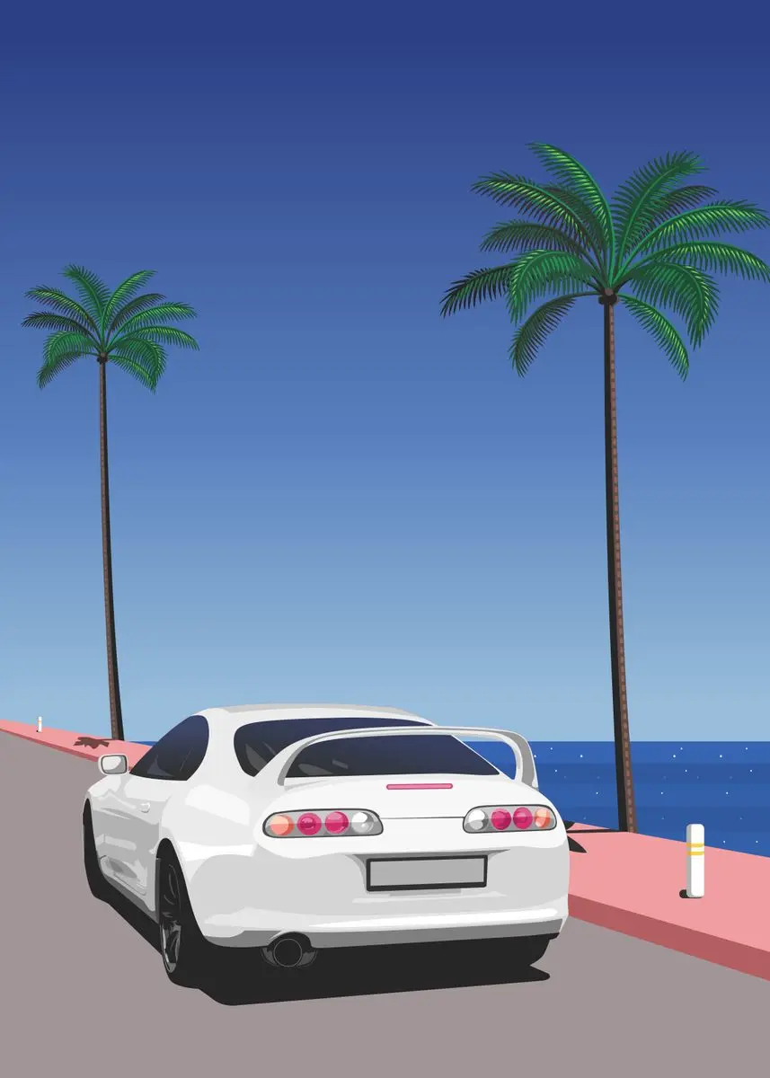 Plakat Hiroshi Nagai - retro japoński zachód słońca Wzór 2