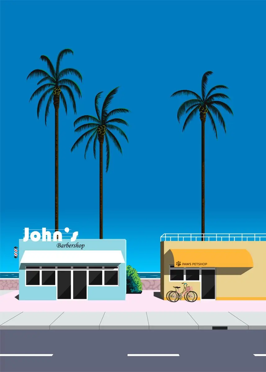 Plakat Hiroshi Nagai - retro japoński zachód słońca Wzór 5
