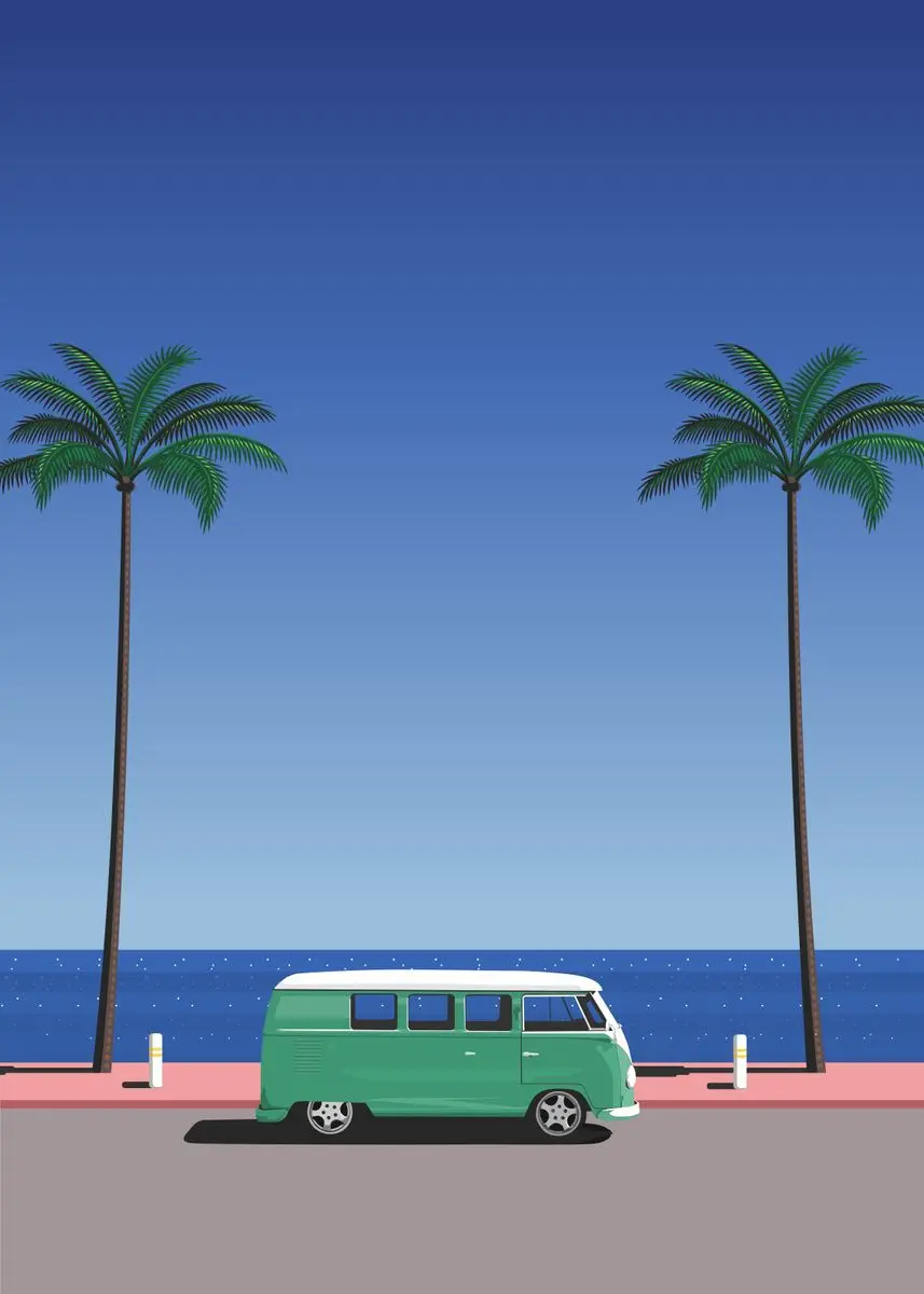 Plakat Hiroshi Nagai - retro japoński zachód słońca Wzór 8