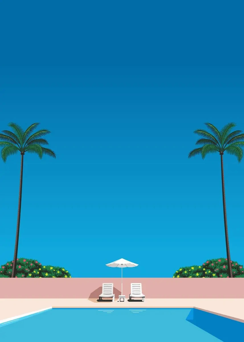 Plakat Hiroshi Nagai retro miasto o zachodzie Jasnoszary
