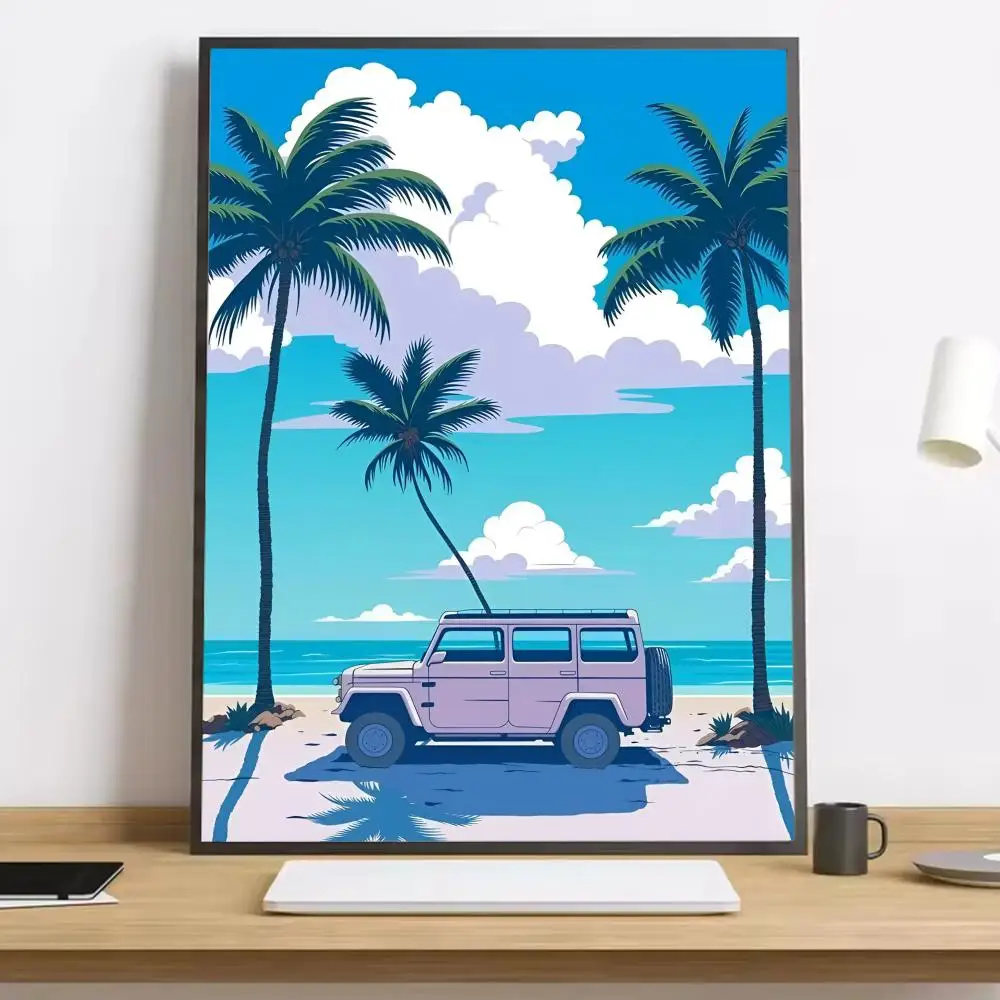 Plakat Hiroshi Nagai - vaporwave plaża Black10
