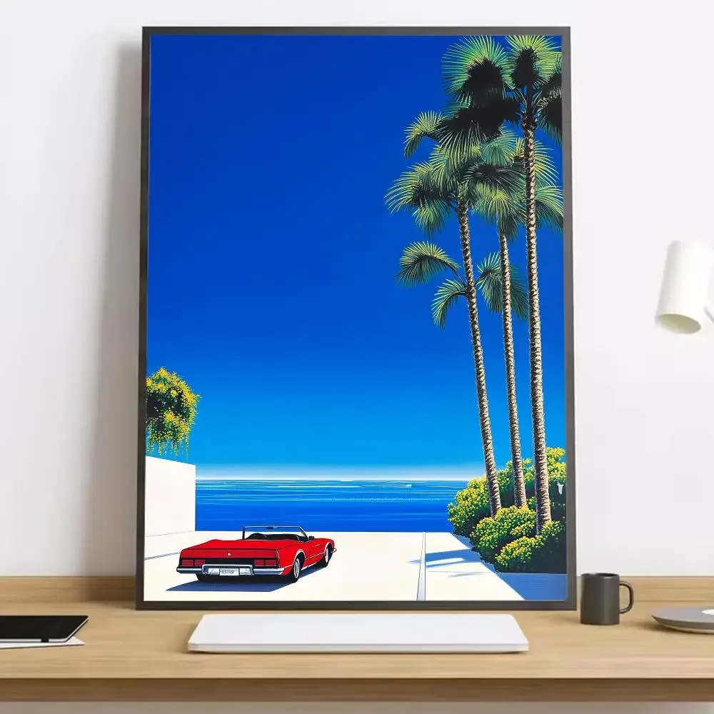 Plakat Hiroshi Nagai - vaporwave plaża Black15