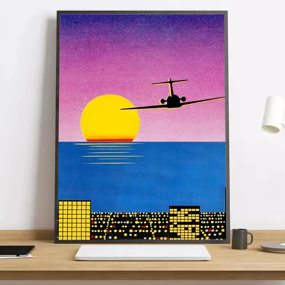 Plakat Hiroshi Nagai - vaporwave plaża Black5