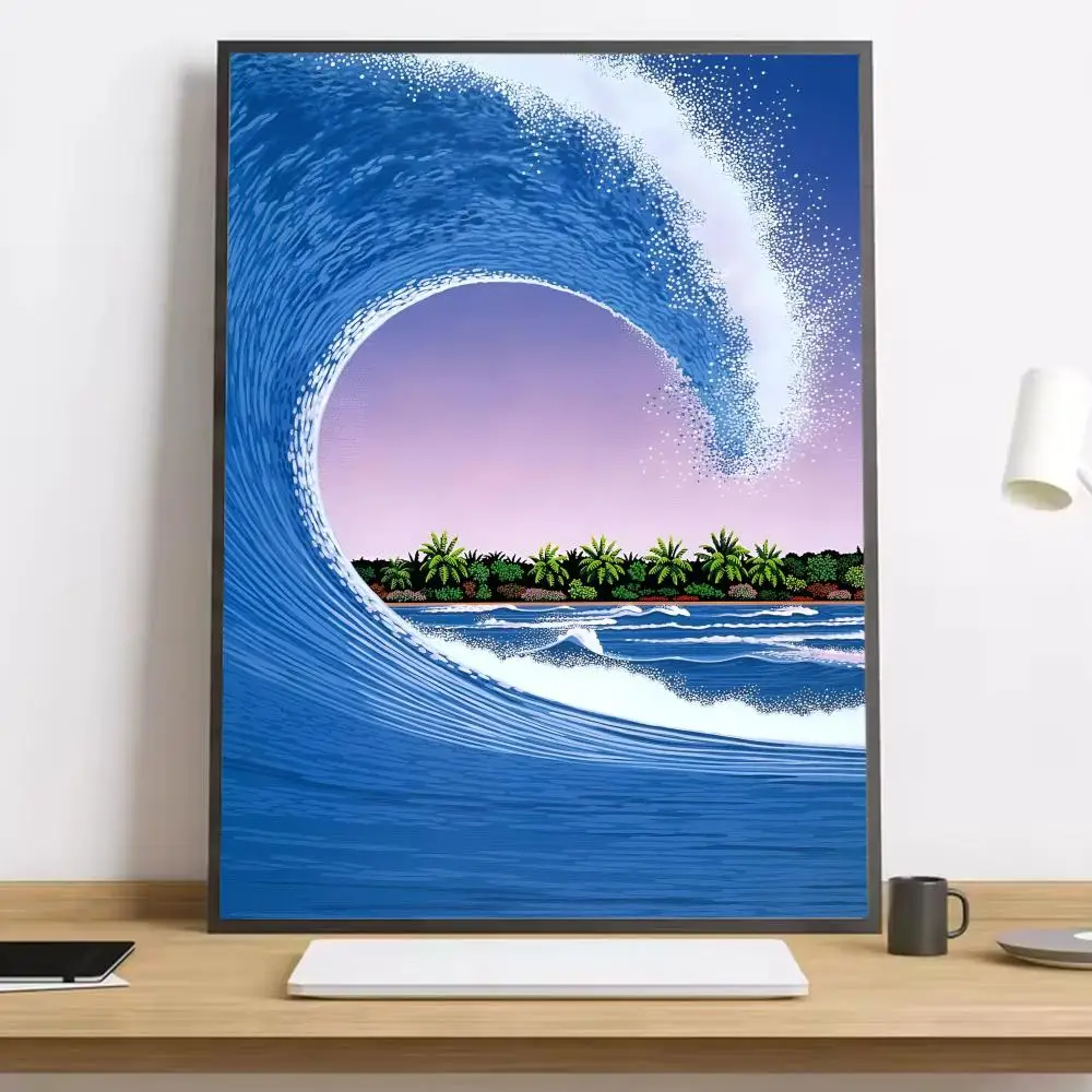 Plakat Hiroshi Nagai - vaporwave plaża Black8