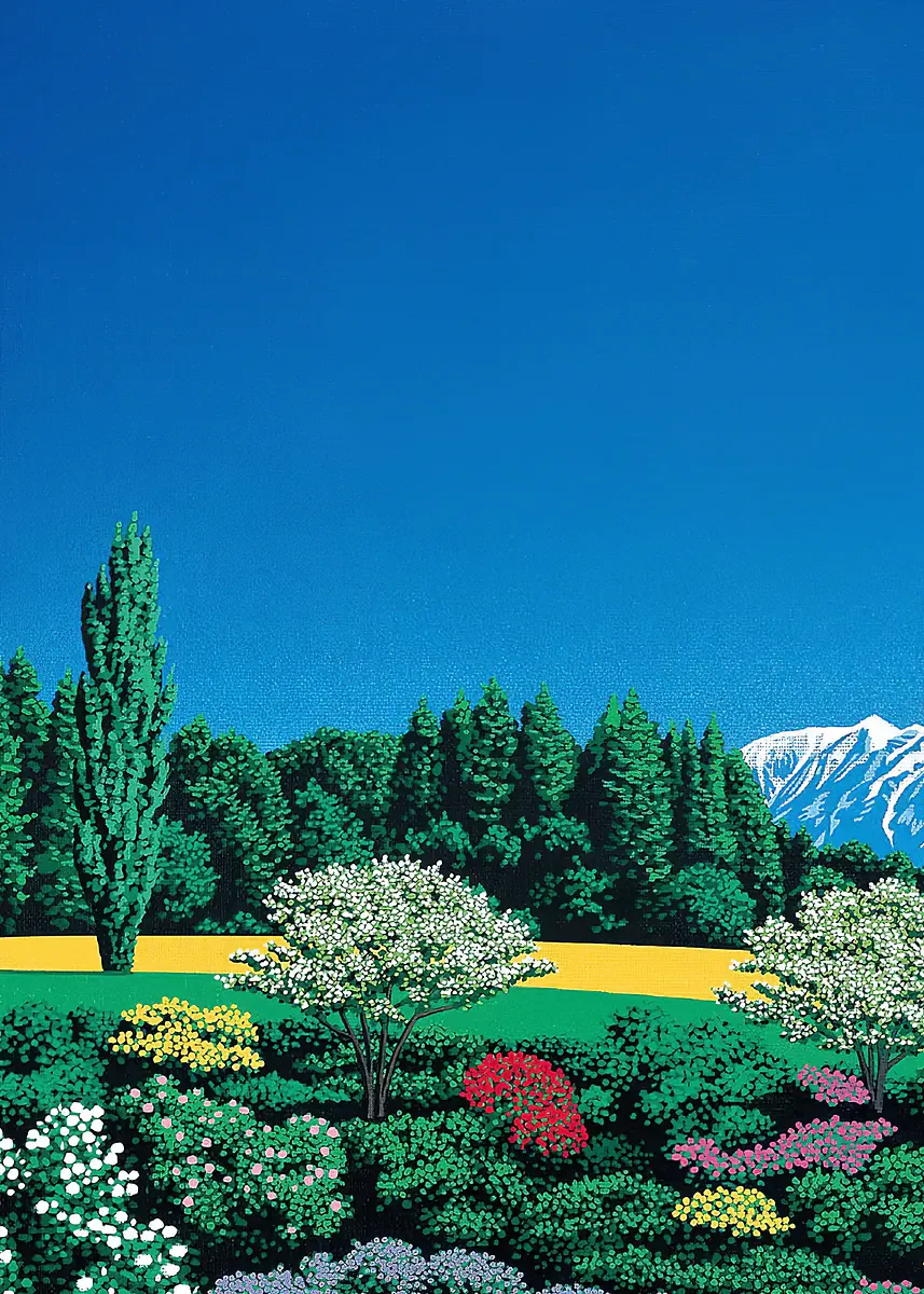 Hiroshi Nagai – plakat vaporwave Ciemny szary