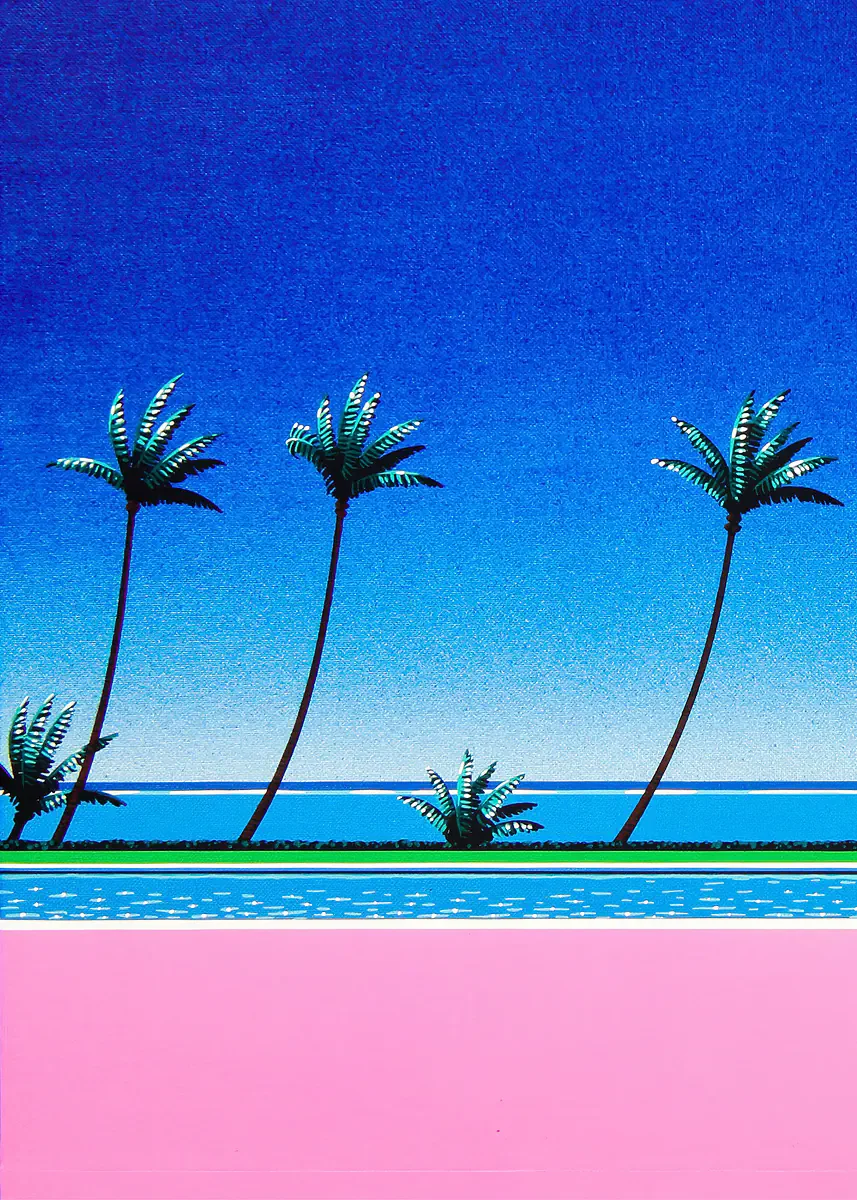 Hiroshi Nagai - plakat vaporwave żółty