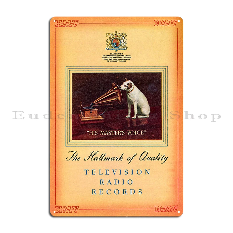 His Masters Voice - retro plakat reklamowy Złoty