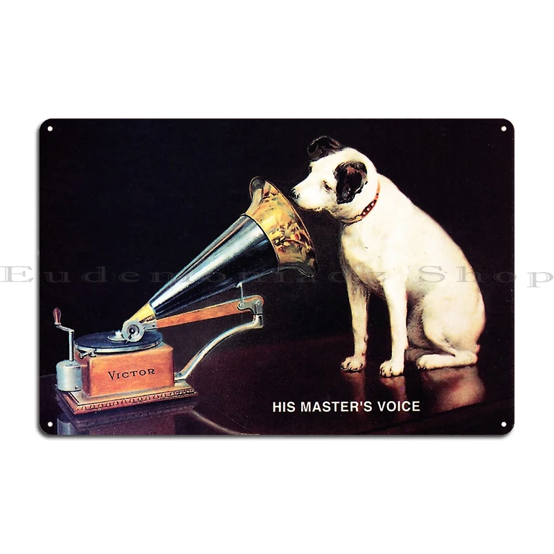 His Masters Voice - retro plakat reklamowy Zielony jabłko