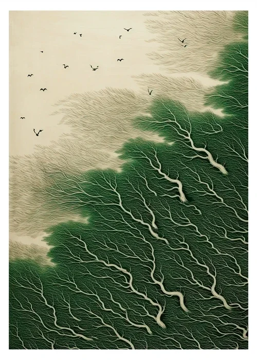 Plakat Hokusai - japoński pejzaż vintage Wzór 3