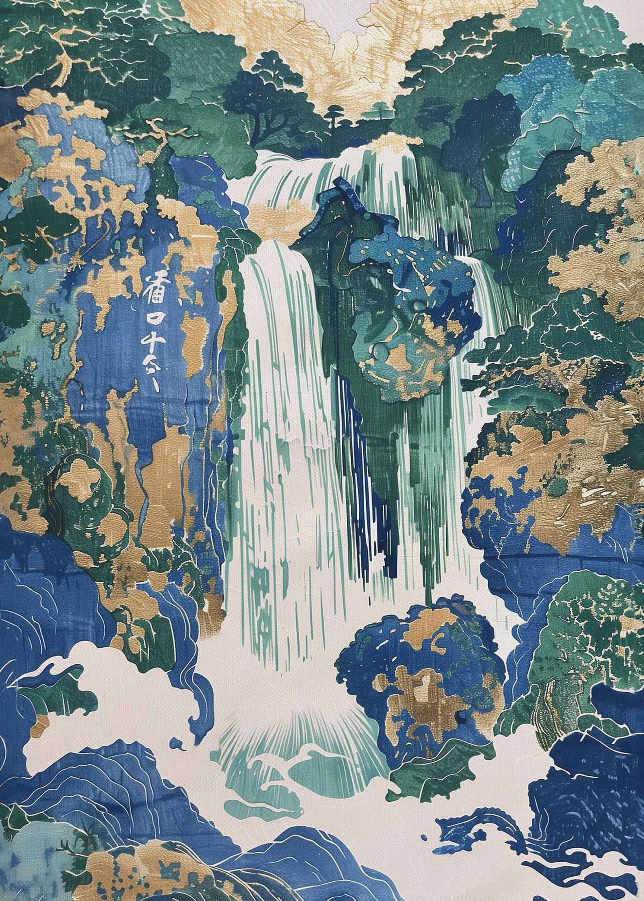 Plakat Hokusai - japonski wodospad ukiyo-e Wzór 5