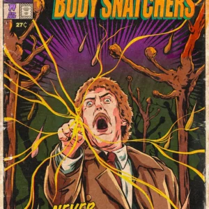 Plakat horror filmowy - komiksowa grafika vintage Biały