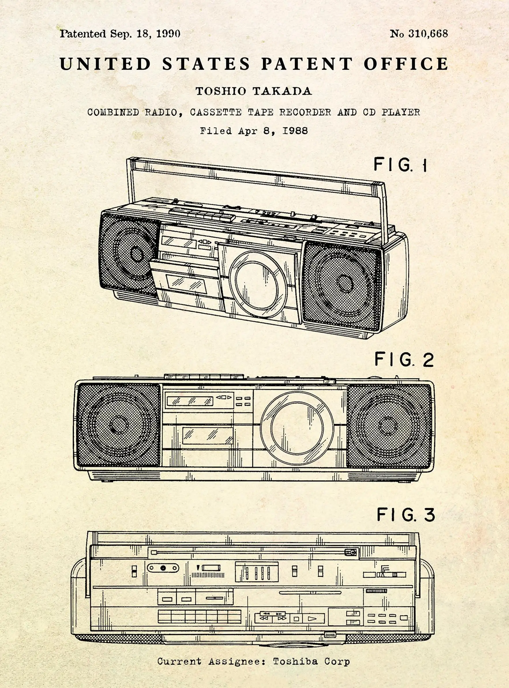 Klasyczne instrumenty muzyczne - plakat retro Wzór 1