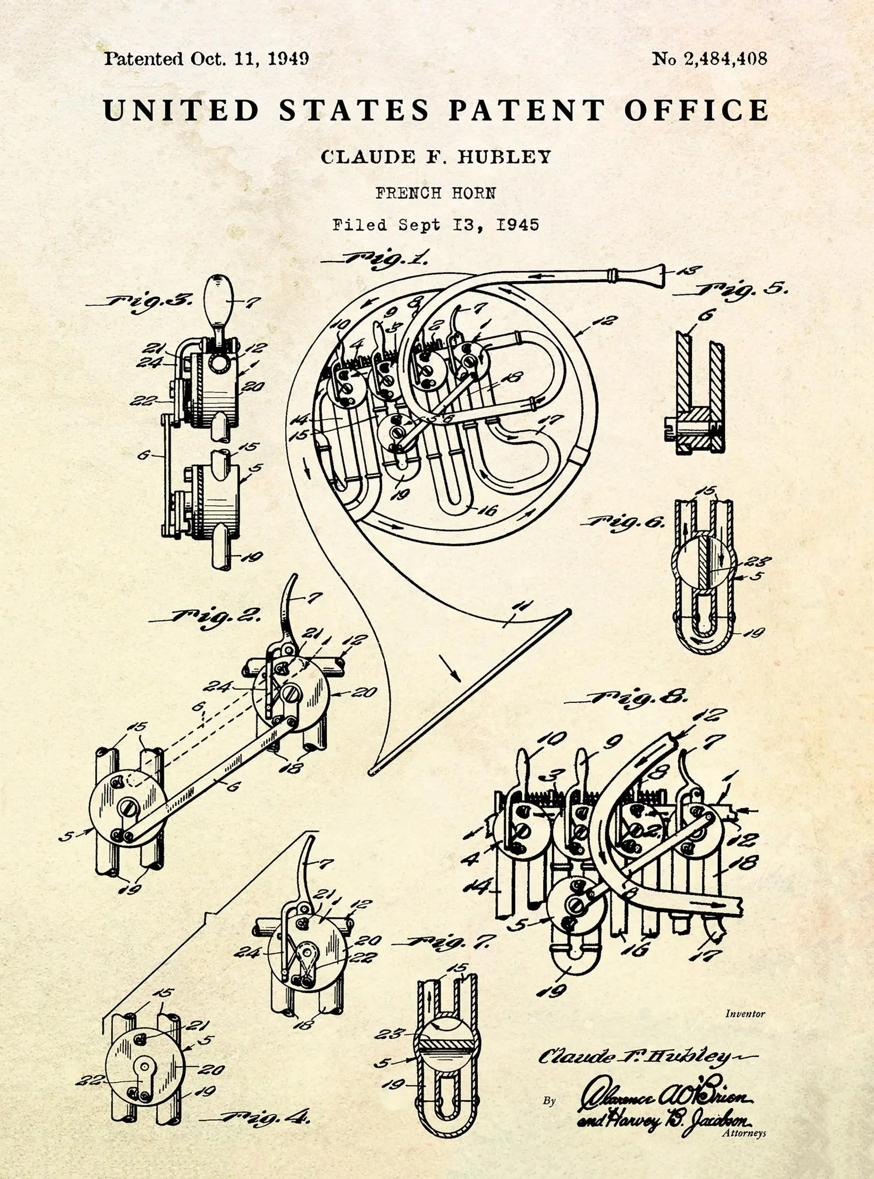 Klasyczne instrumenty muzyczne – plakat retro Wzór 11