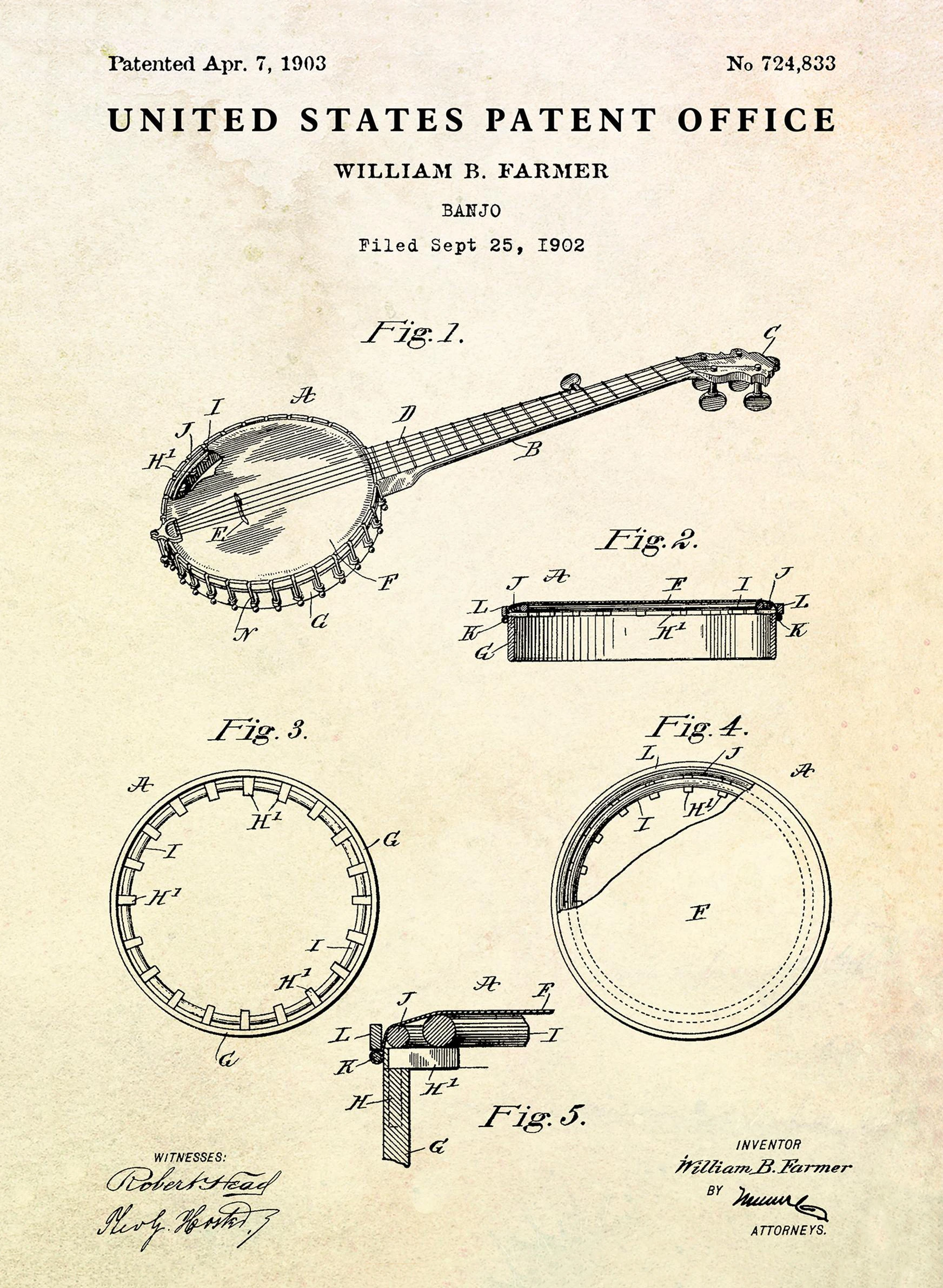 Klasyczne instrumenty muzyczne - plakat retro Wzór 2