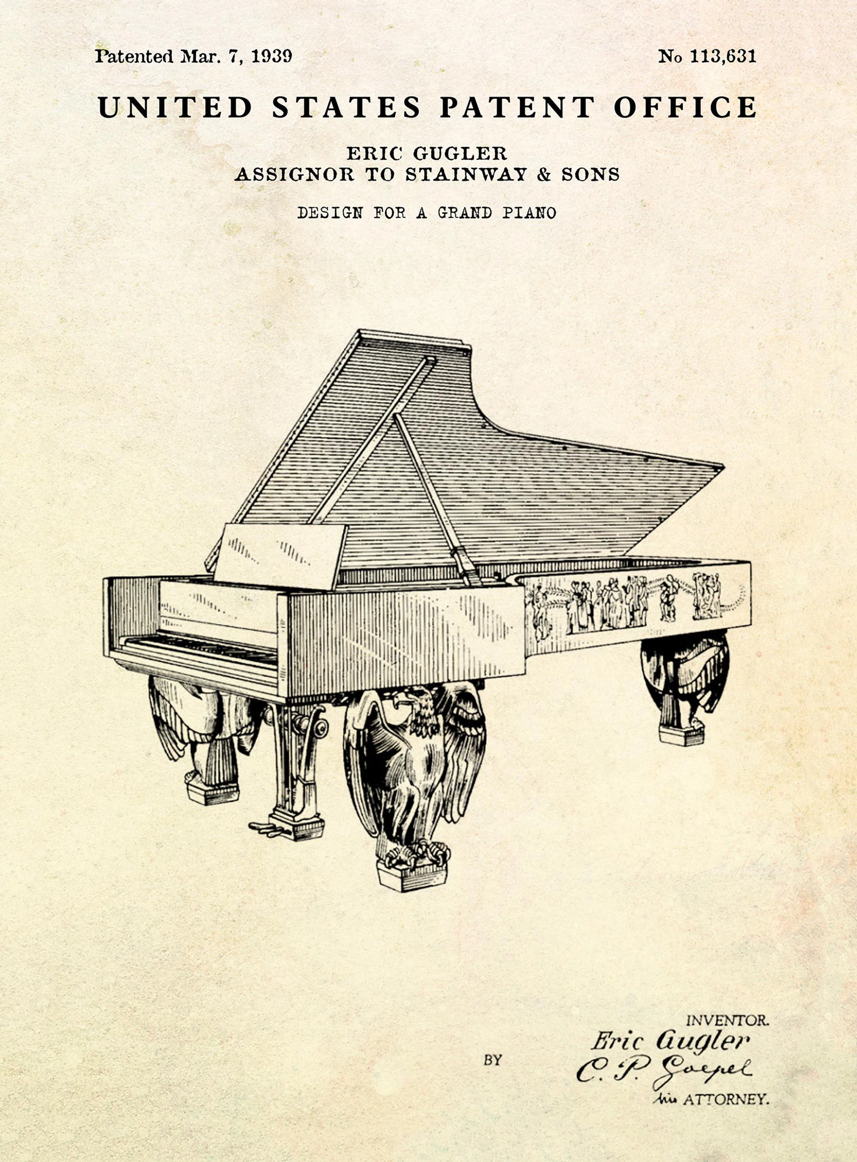 Klasyczne instrumenty muzyczne - plakat retro Wzór 4