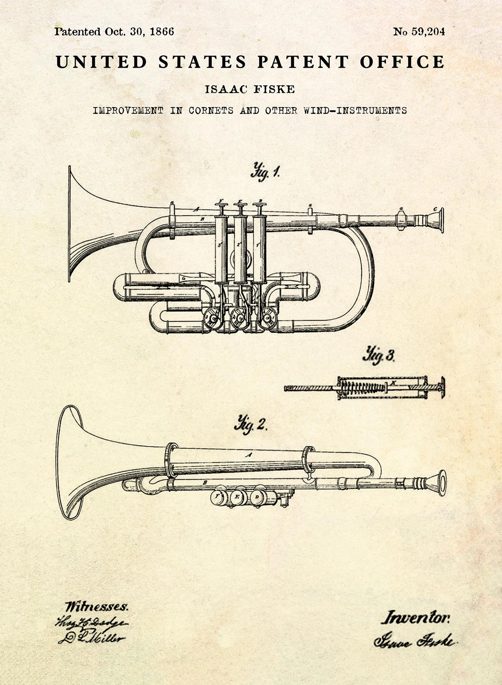 Klasyczne instrumenty muzyczne - plakat retro Wzór 5