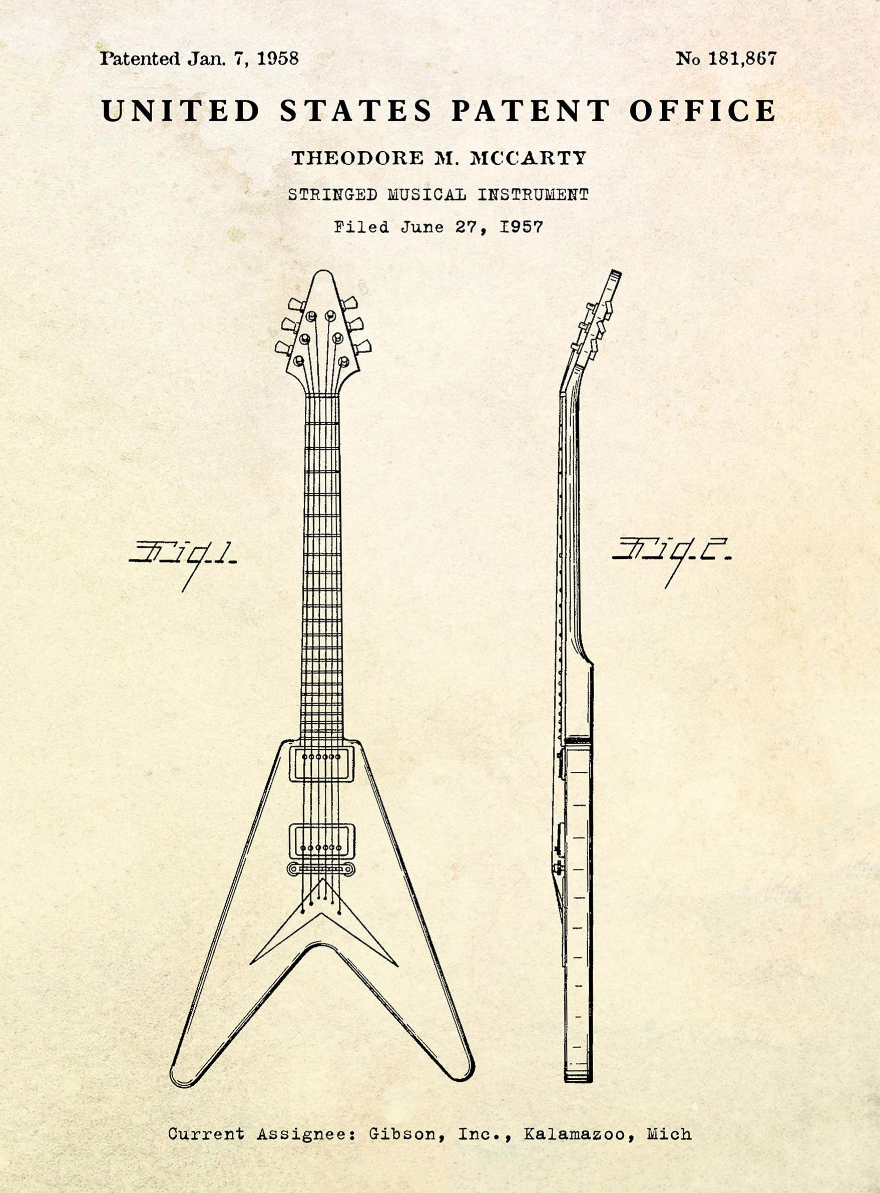 Klasyczne instrumenty muzyczne - plakat retro Wzór 7