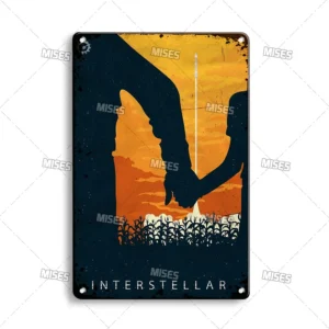 Plakat Interstellar w stylu metalowej tabliczki Wzór 1