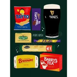 Plakat irlandzkie przekąski - kreskówkowa grafika kuchenna Biały