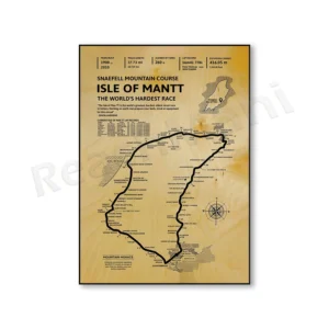 Plakat Isle of Man TT - mapa wyścigu motocyklowego Wzór 1