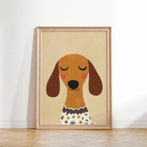 Plakat jamniki i psy - minimalistyczne portrety Granatowy