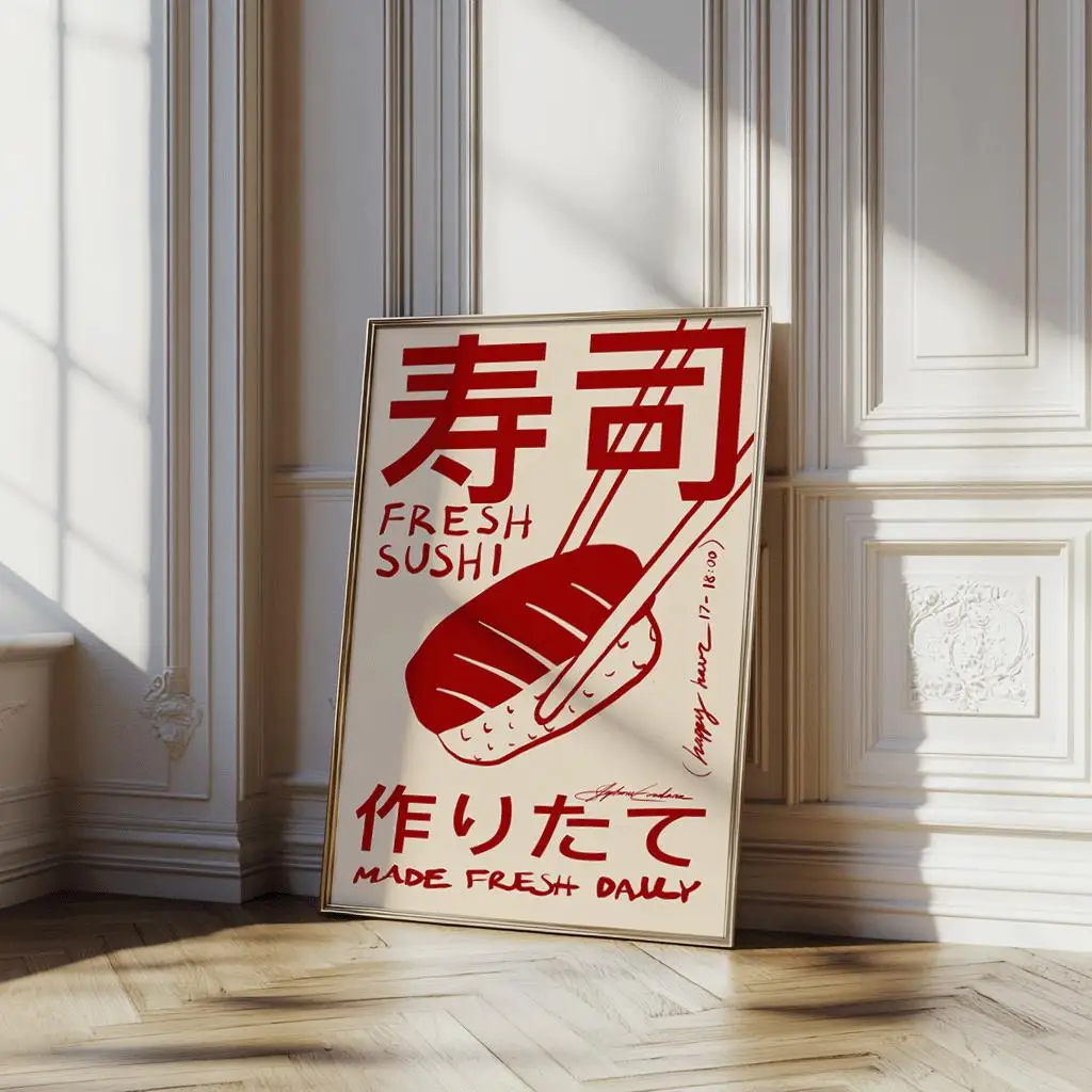 Plakat Japandi Sushi - japońska sztuka do kuchni Wzór 1
