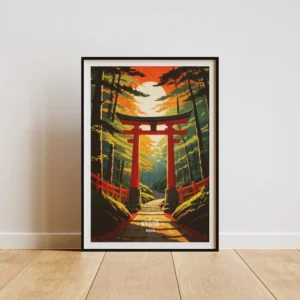 Plakat Japonia Góra Fuji i krajobraz miasta Wzór 1
