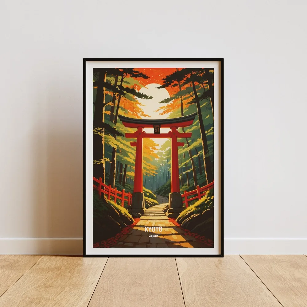 Plakat Japonia Góra Fuji i krajobraz miasta Wzór 1
