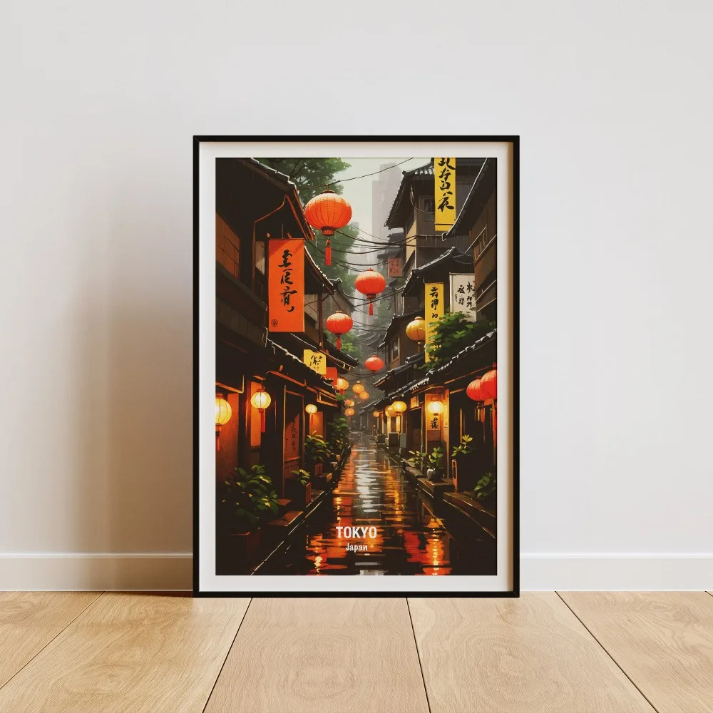 Plakat Japonia Góra Fuji i krajobraz miasta Wzór 12