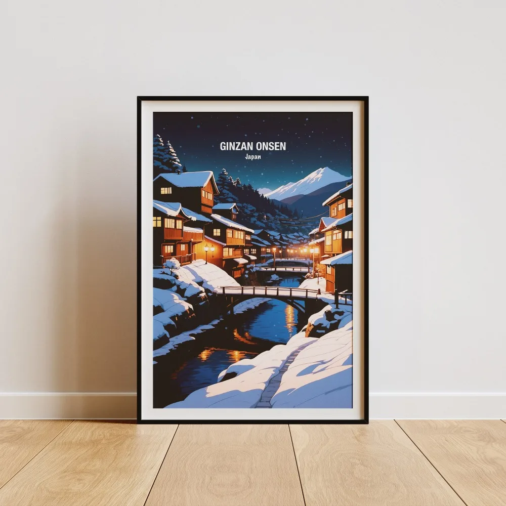 Plakat Japonia Góra Fuji i krajobraz miasta Wzór 8
