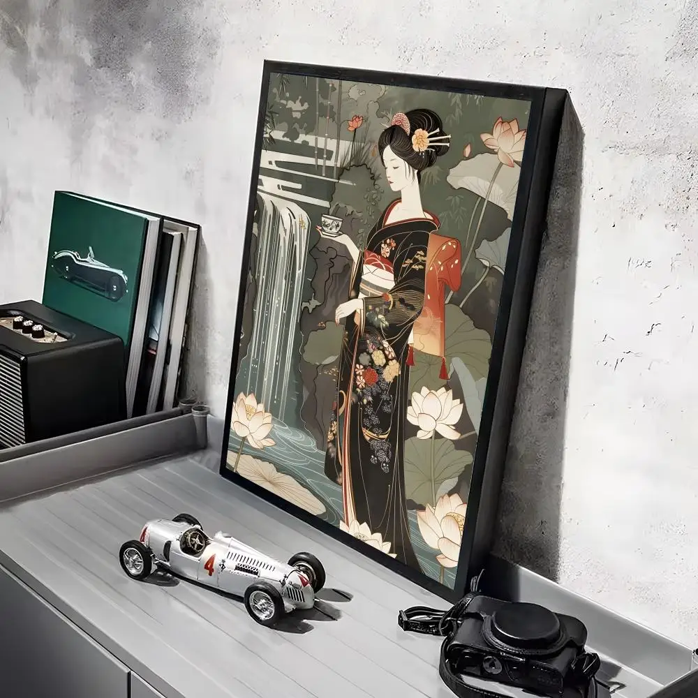 Japońska gejsza - minimalistyczny plakat w stylu art Black10