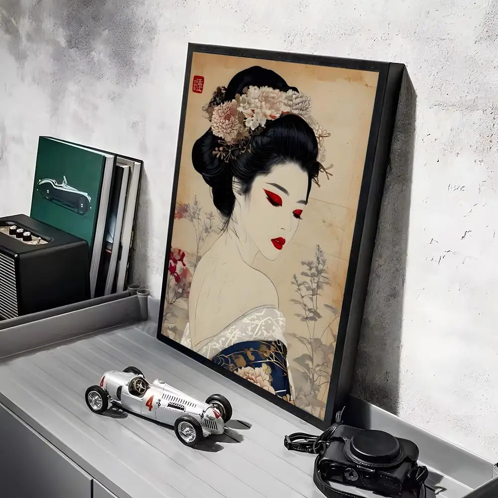 Japońska gejsza - minimalistyczny plakat w stylu art Black12