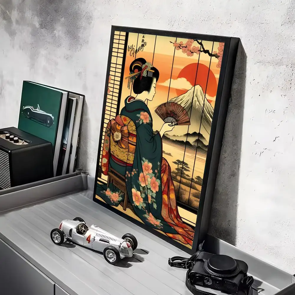 Japońska gejsza – minimalistyczny plakat w stylu art Black4