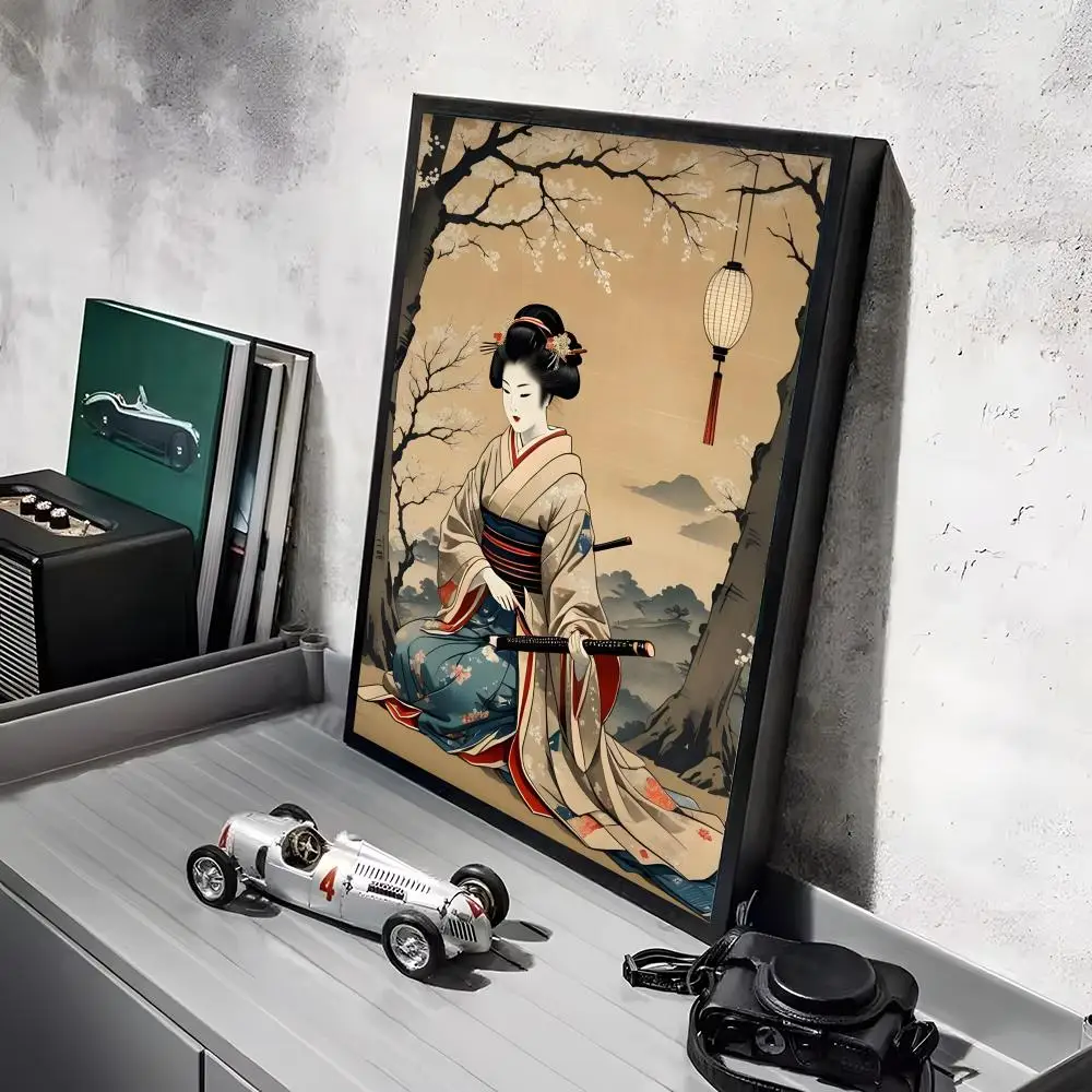 Japońska gejsza - minimalistyczny plakat w stylu art Black6