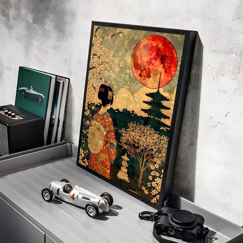 Japońska gejsza - minimalistyczny plakat w stylu art Black7