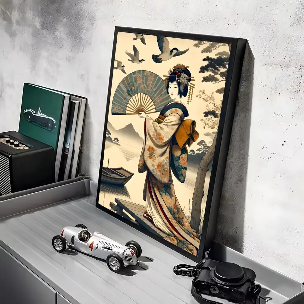 Japońska gejsza - minimalistyczny plakat w stylu art Black8
