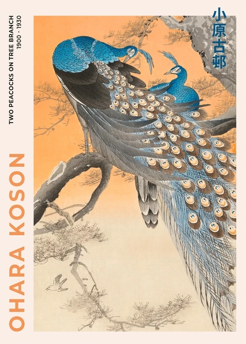 Plakat japońska sztuka - Hokusai i Ohara Wzór 6
