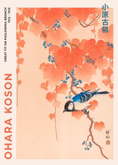 Plakat japońska sztuka Hokusai i Ohara Wzór 10