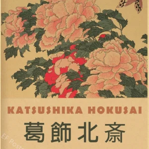 Plakat japońska sztuka Hokusai vintage Czarny